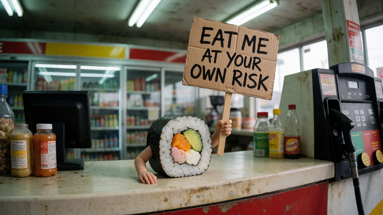 Gas station sushi on strike