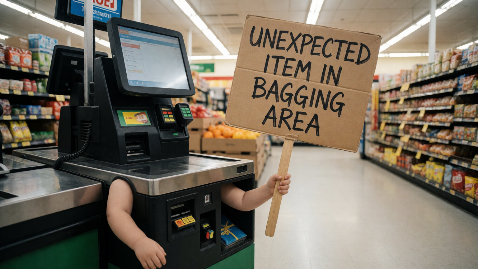 Self-checkout machine on strike